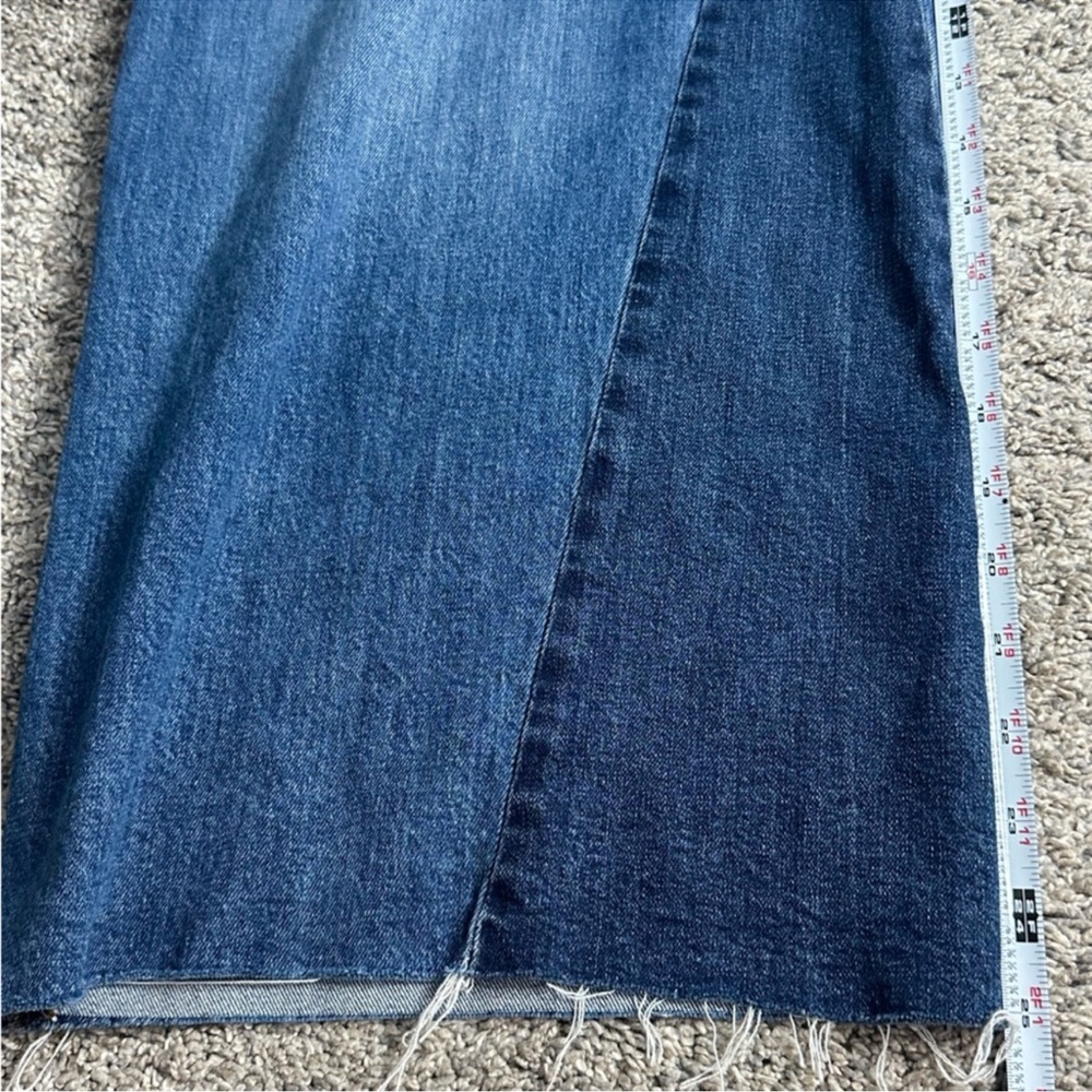 Madewell Two-Tone Blue Wide Leg Flare Cropped Gusset Jeans Size 31 - Picture 12 of 14